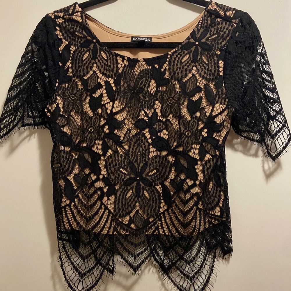 Express Black Lace Top